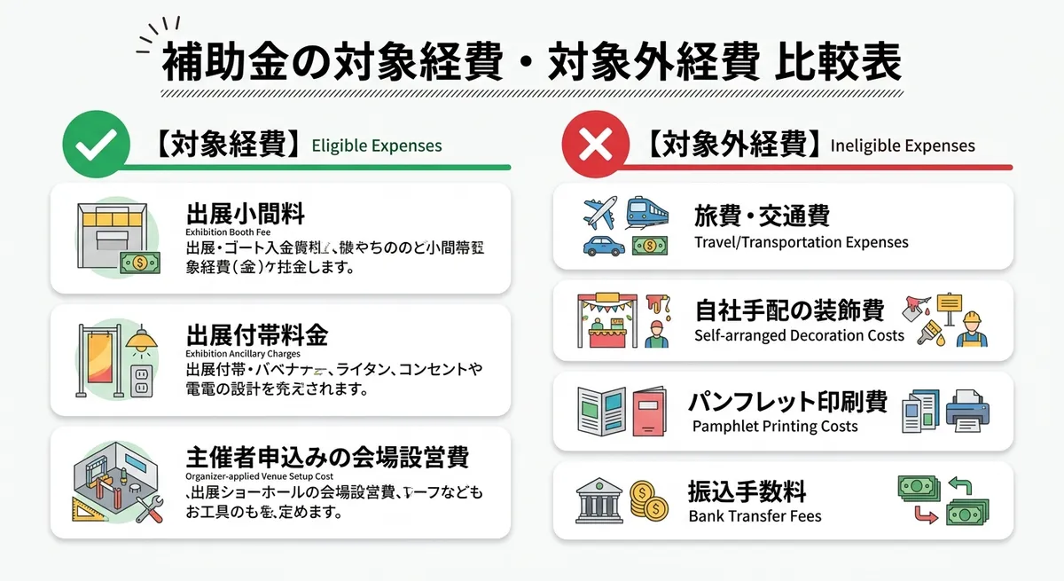 対象経費と対象外経費の比較