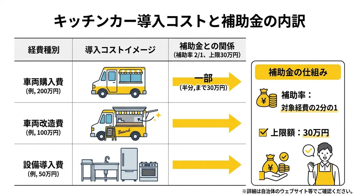 キッチンカー導入コストと補助金の内訳