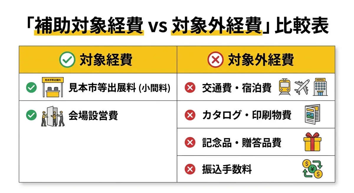 補助対象経費と対象外経費の比較