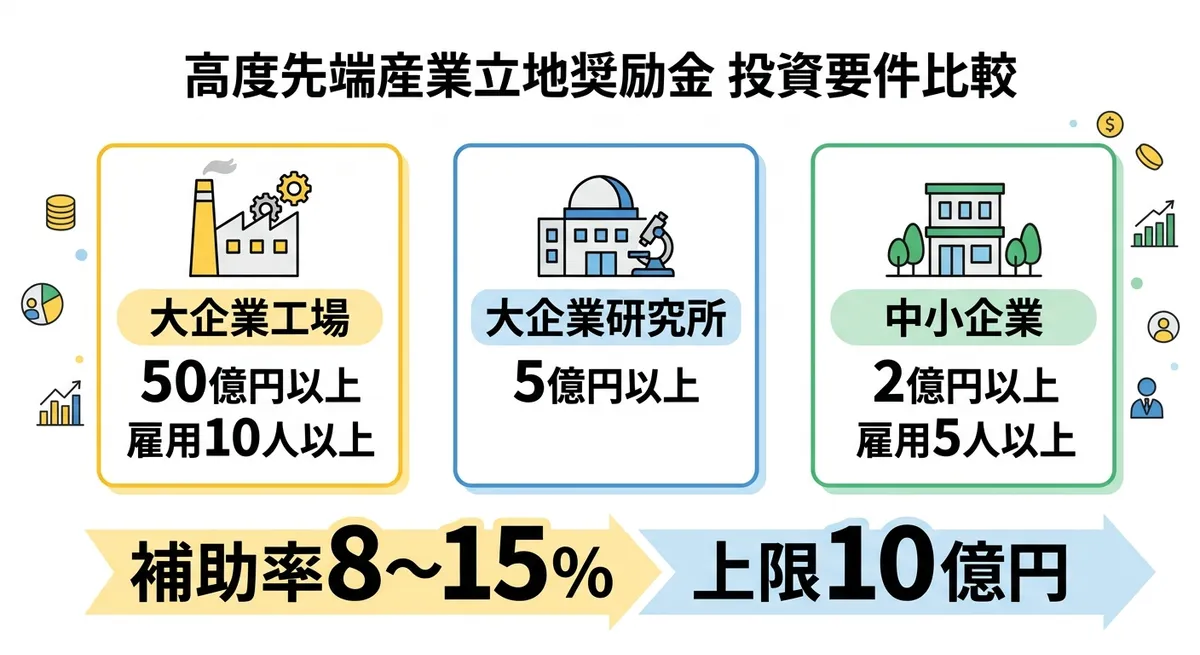 投資規模要件と補助率の比較図