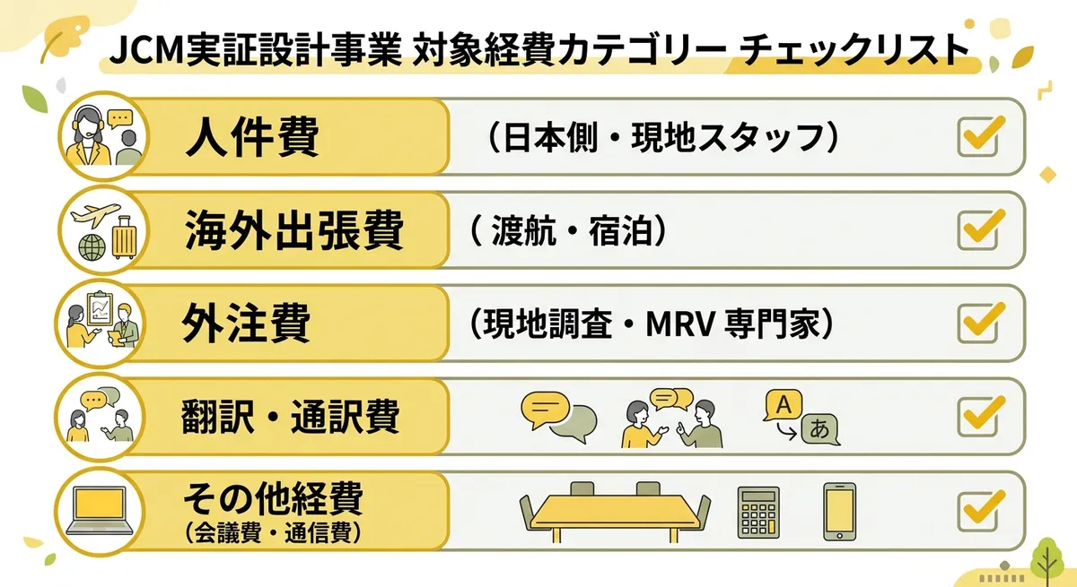 JCM実証設計 対象経費カテゴリーチェックリスト