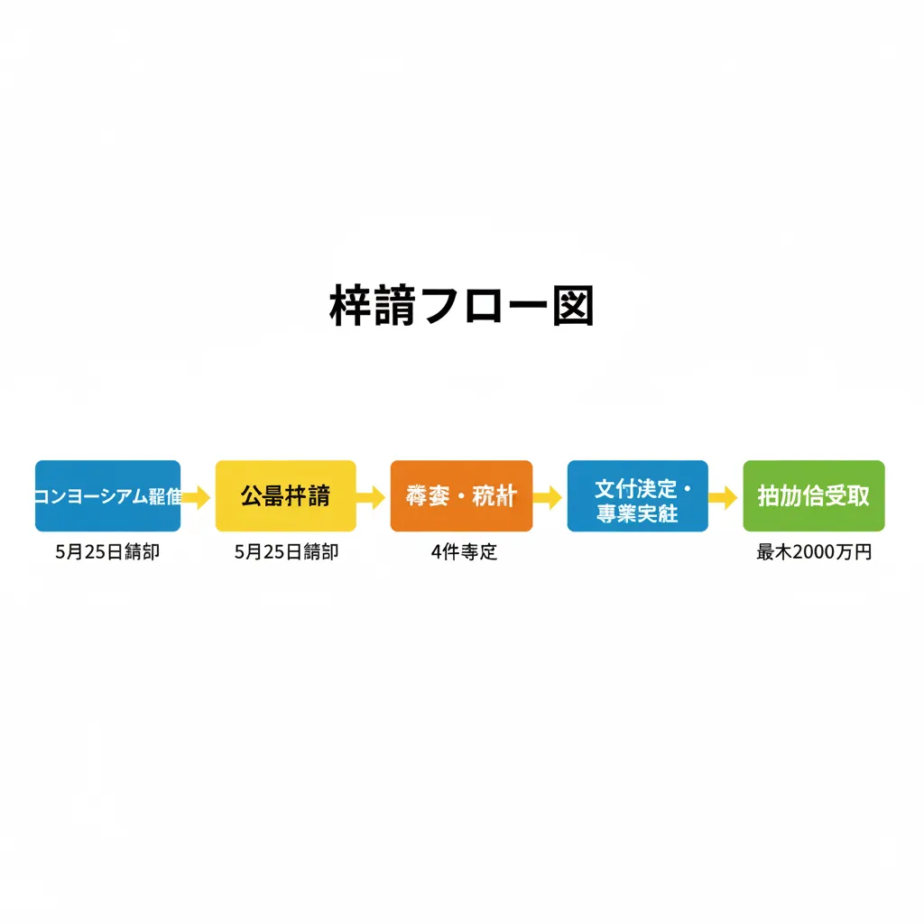 申請フロー図｜中堅・中小企業輸出支援エコシステム形成事業費補助金