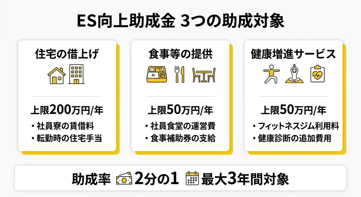 ES向上助成金 3つの助成対象と上限額