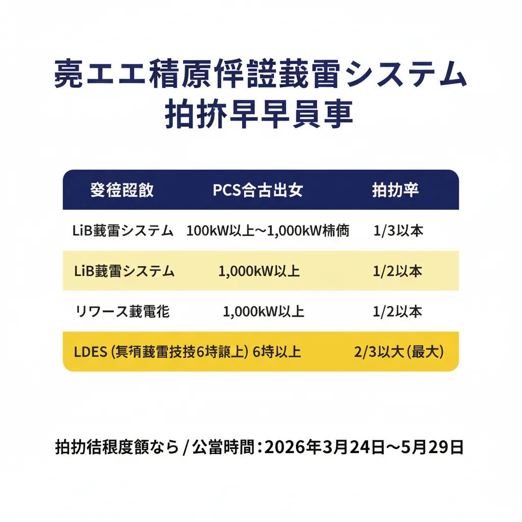 再エネ電源併設蓄電システム 補助率早見表