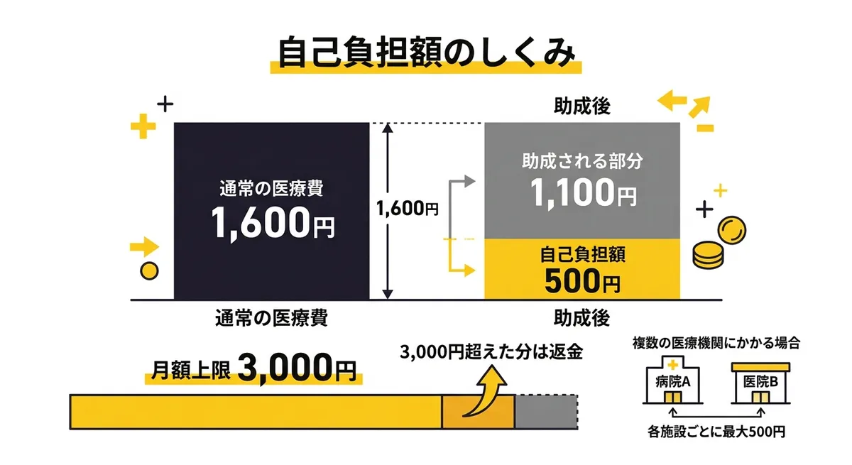 重度障がい者医療費助成制度 自己負担額の計算イメージ