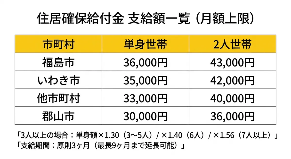 住居確保給付金 支給額一覧（月額上限）