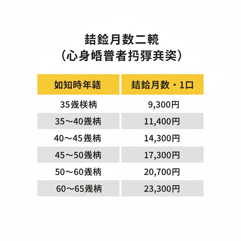 掛金月額一覧（心身障害者扶養共済）