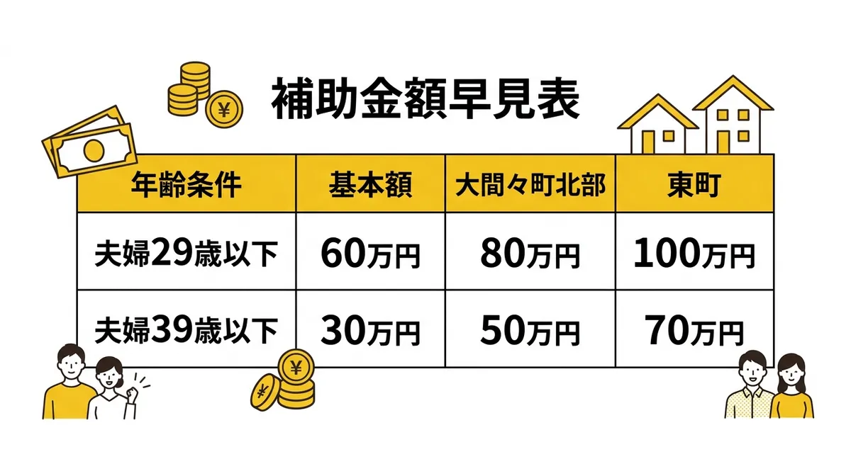 みどり市結婚新生活支援補助金 補助金額早見表