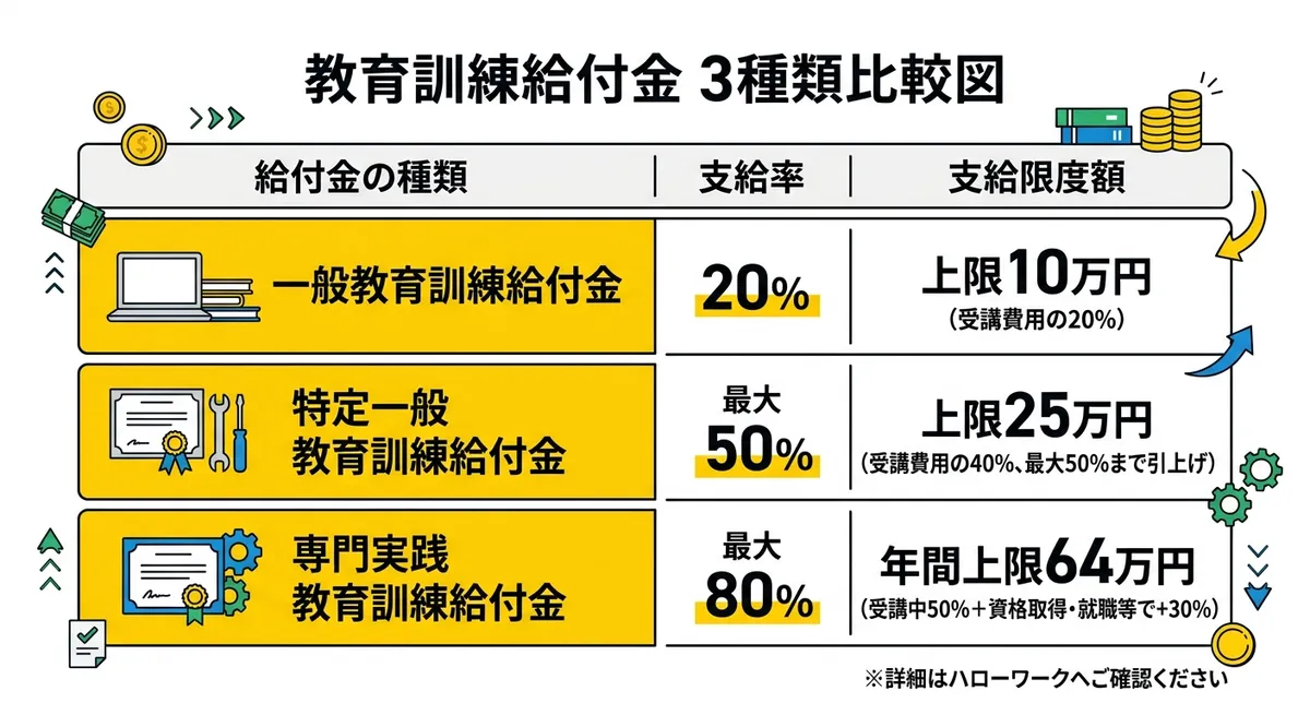 教育訓練給付金3種類比較図