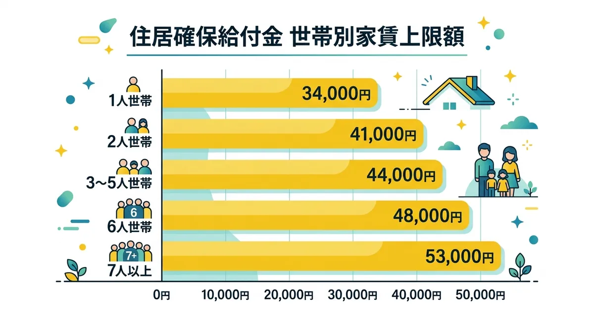 住居確保給付金 世帯別家賃上限額(つくば市)