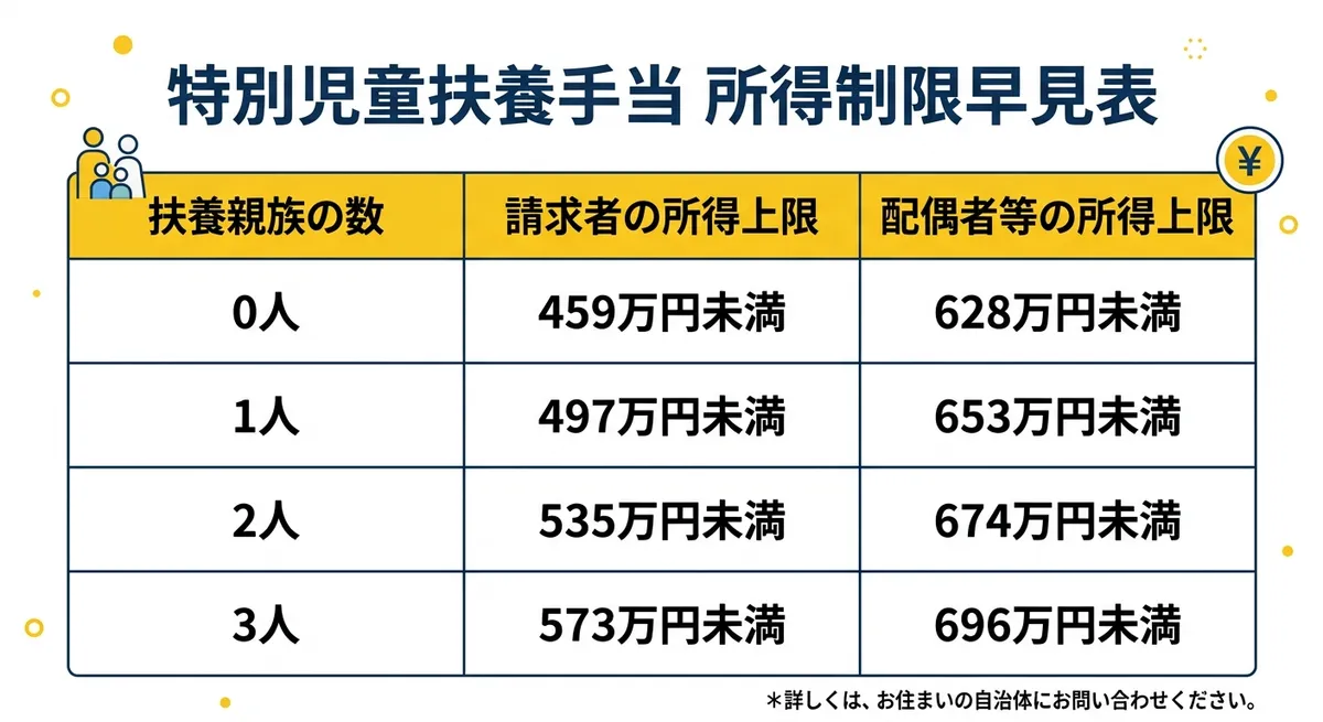 特別児童扶養手当 所得制限早見表