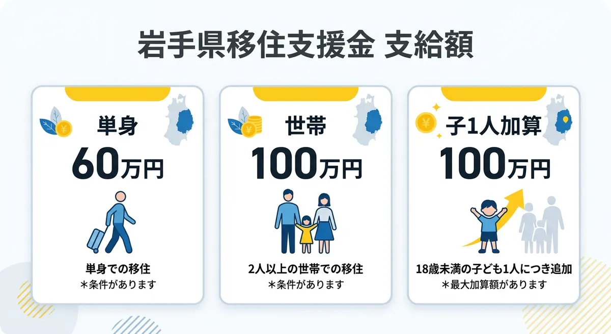 岩手県移住支援金 支給額一覧
