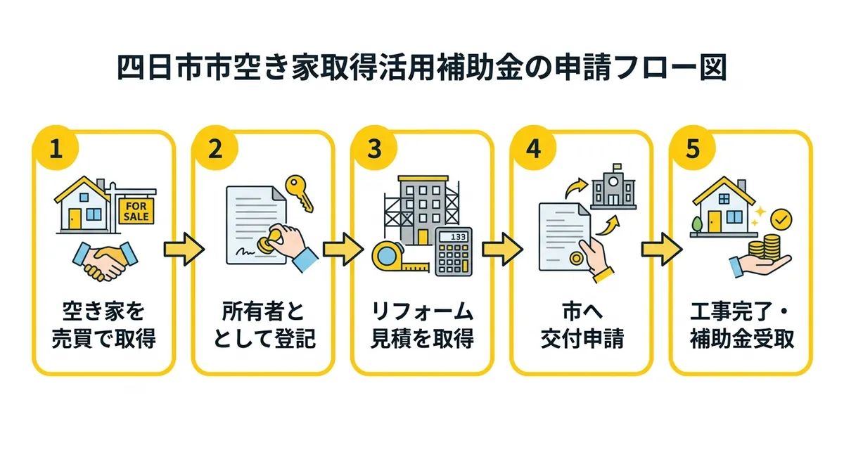四日市市空き家取得活用補助金の申請フロー