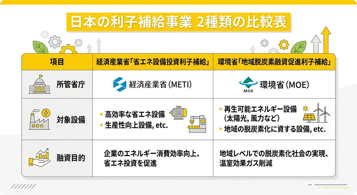 国の利子補給事業2種類の比較