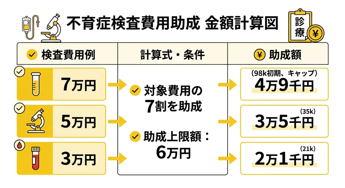 不育症検査費用助成額の計算例