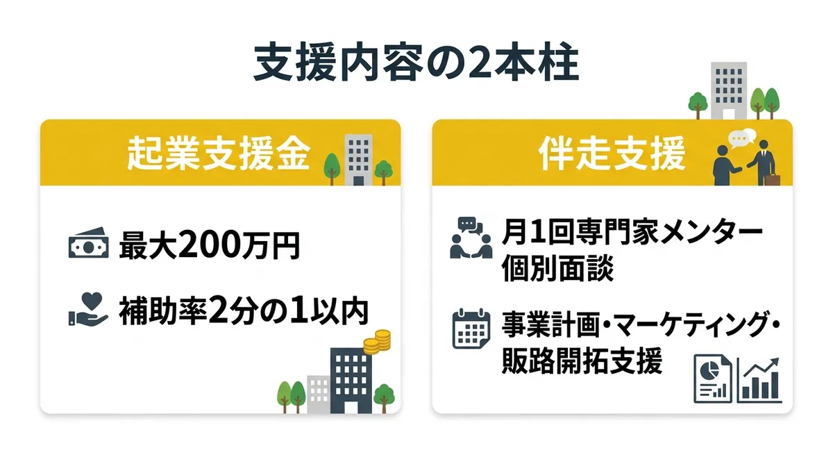 起業家支援事業 支援内容の2本柱