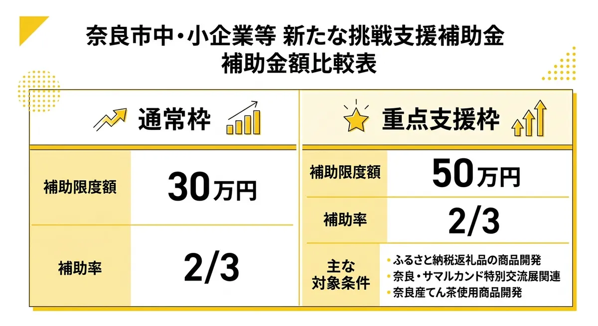 補助金額比較 通常枠30万円・重点支援枠50万円