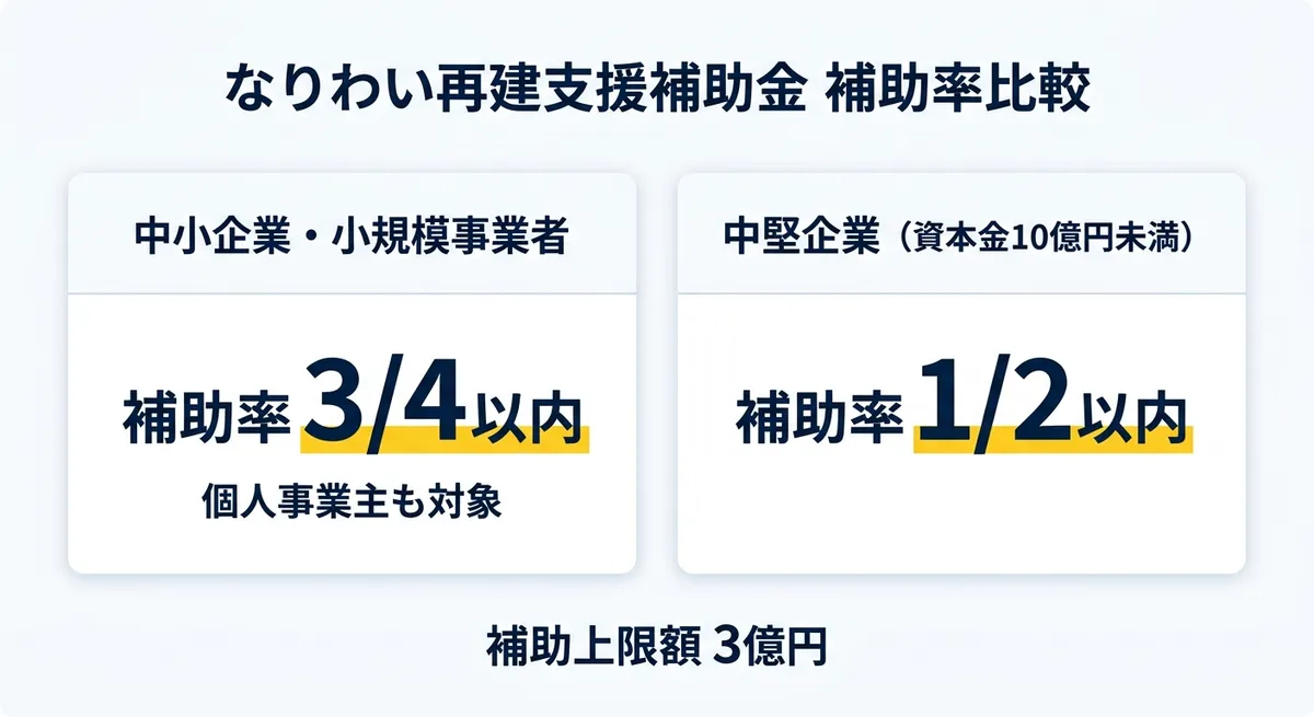 なりわい再建支援補助金 補助率比較