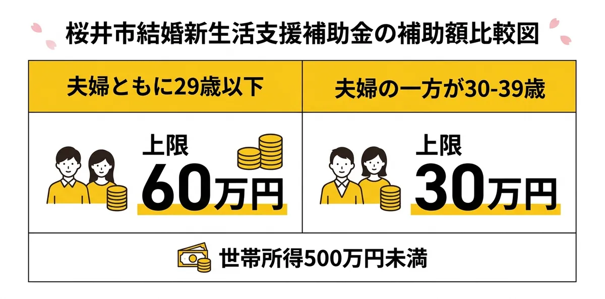 桜井市結婚新生活支援補助金 補助額比較