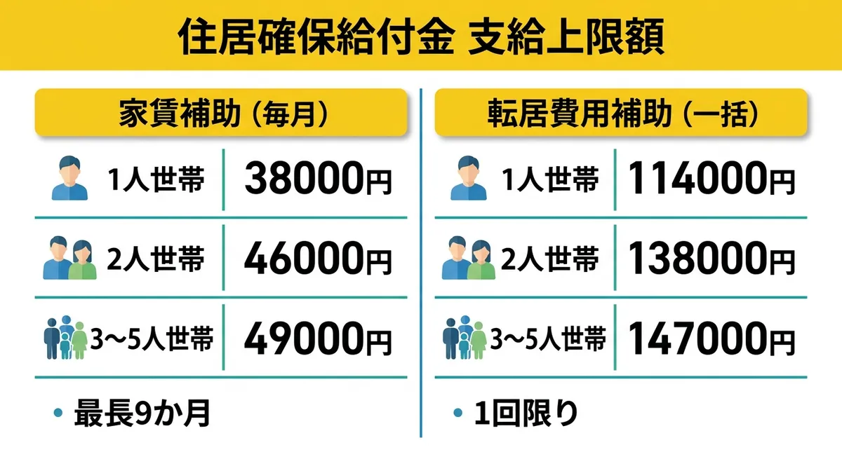 住居確保給付金 支給上限額の比較