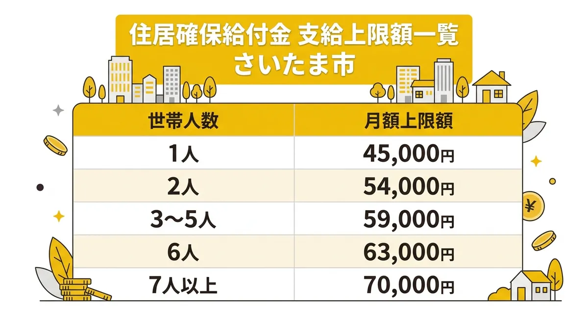 住居確保給付金 支給上限額一覧（さいたま市）