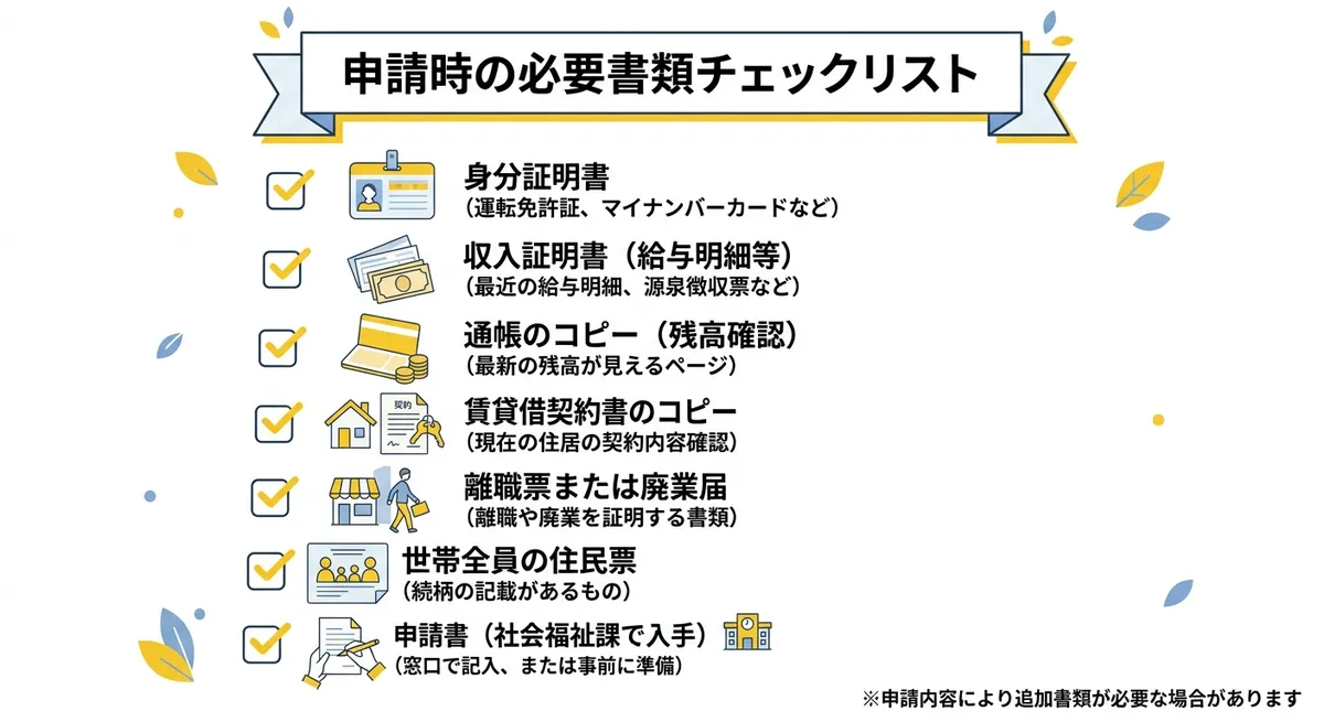 申請時の必要書類チェックリスト