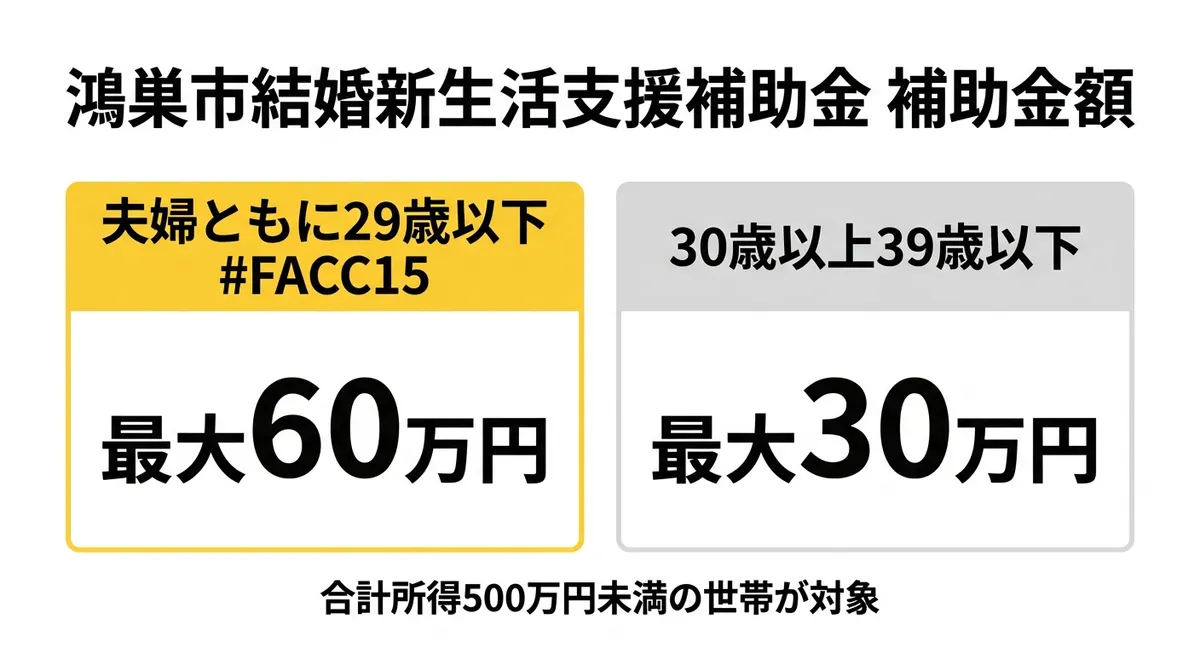 鴻巣市結婚新生活支援補助金の補助金額比較