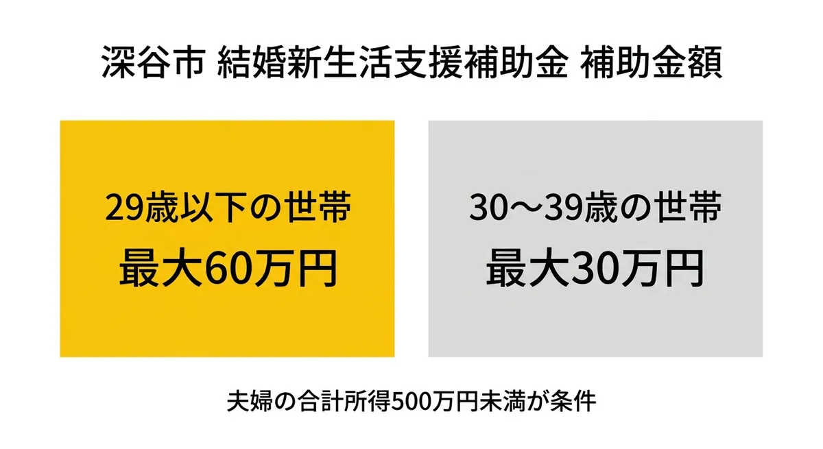 補助金額の比較(29歳以下は最大60万円、30〜39歳は最大30万円)