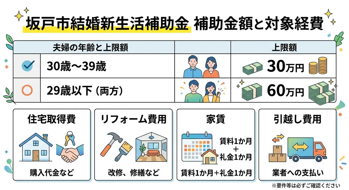 坂戸市結婚新生活補助金 補助金額と対象経費