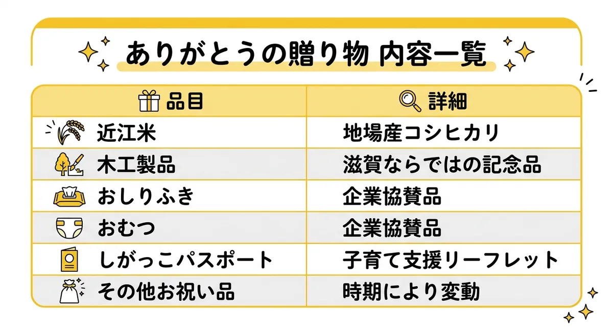 ありがとうの贈り物 内容一覧表
