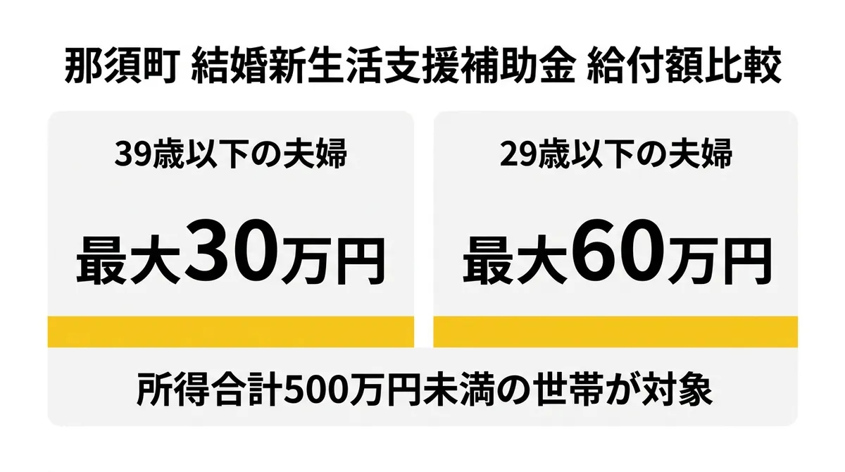 那須町結婚新生活支援補助金 給付額比較チャート