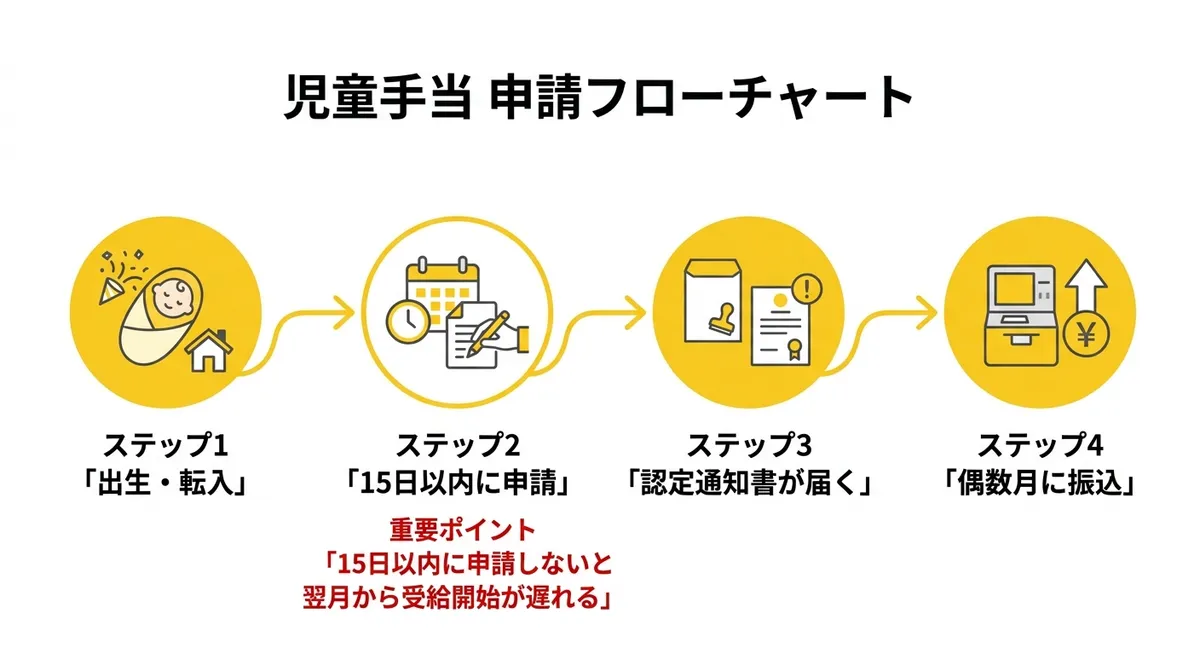 児童手当 申請フローチャート