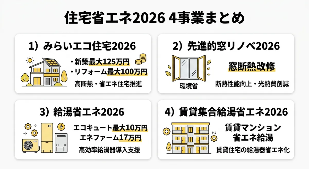 住宅省エネ2026キャンペーン 4つの事業まとめ