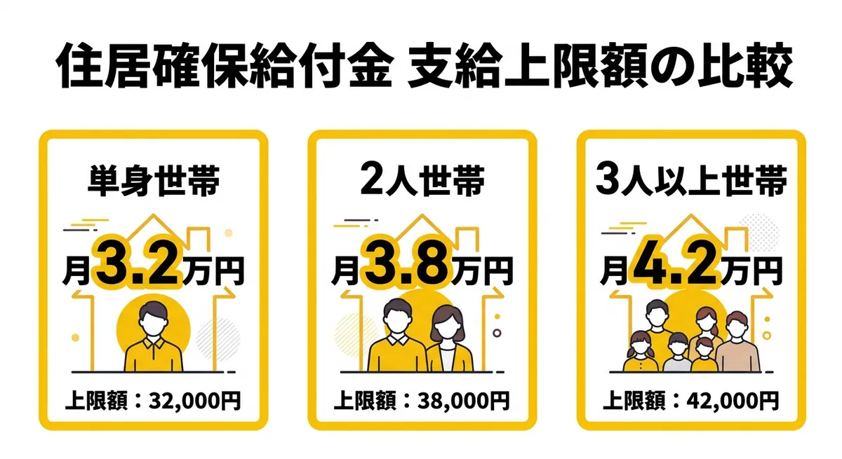 住居確保給付金 支給上限額の比較