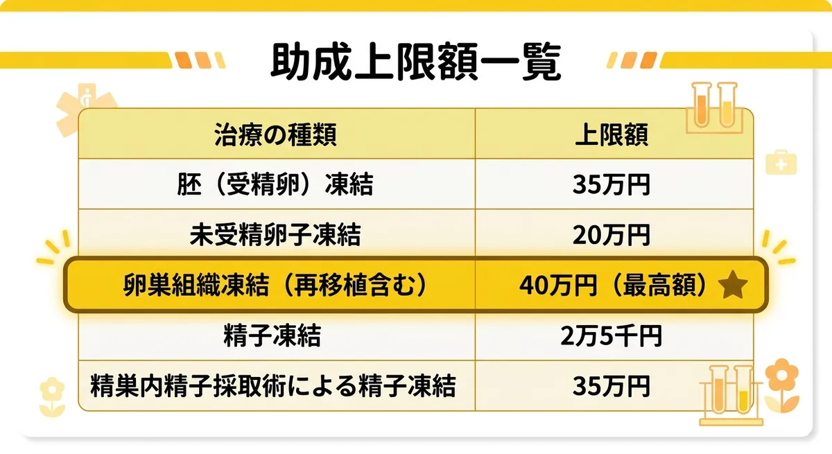 愛媛県妊孕性温存療法 助成上限額一覧