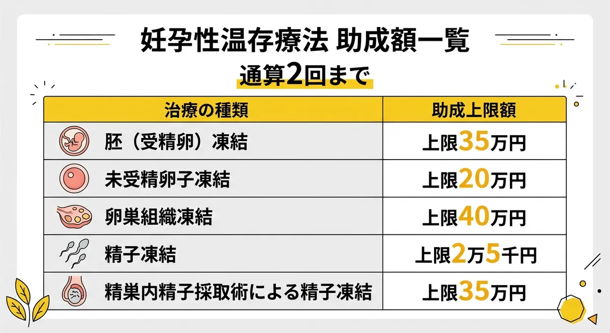 妊孕性温存療法 助成額一覧