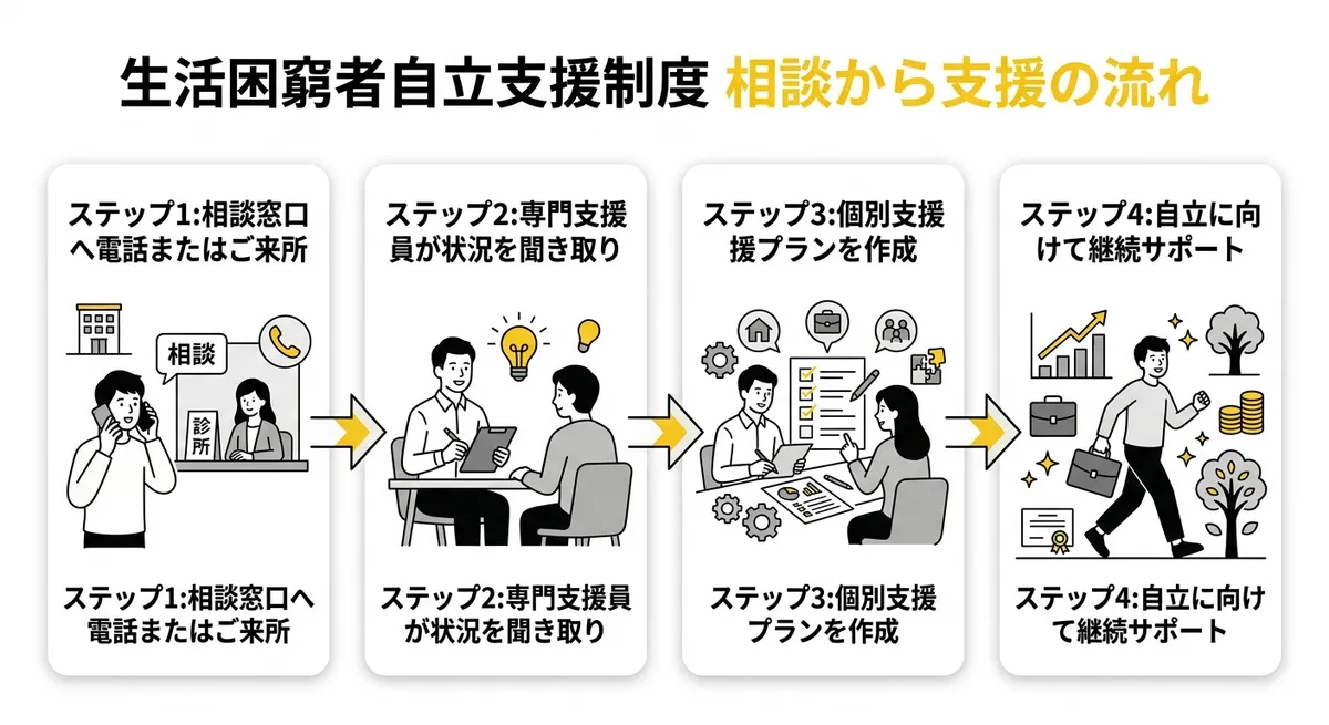 生活困窮者自立支援制度 相談から支援の流れ