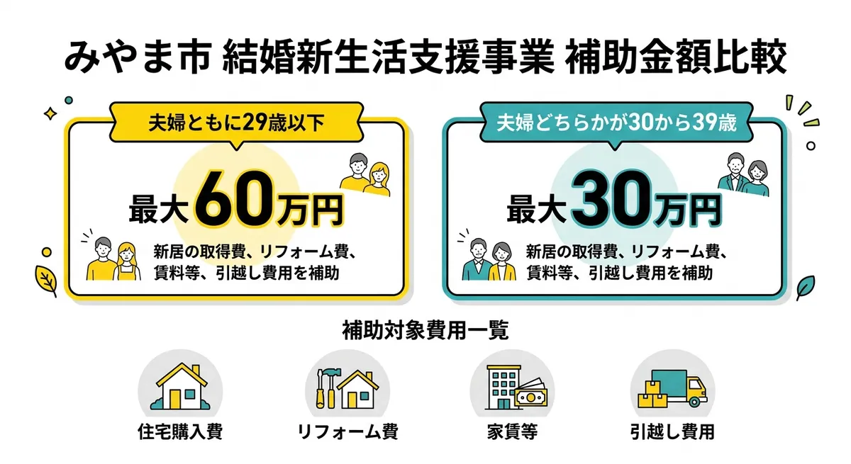 みやま市 結婚新生活支援事業 補助金額比較