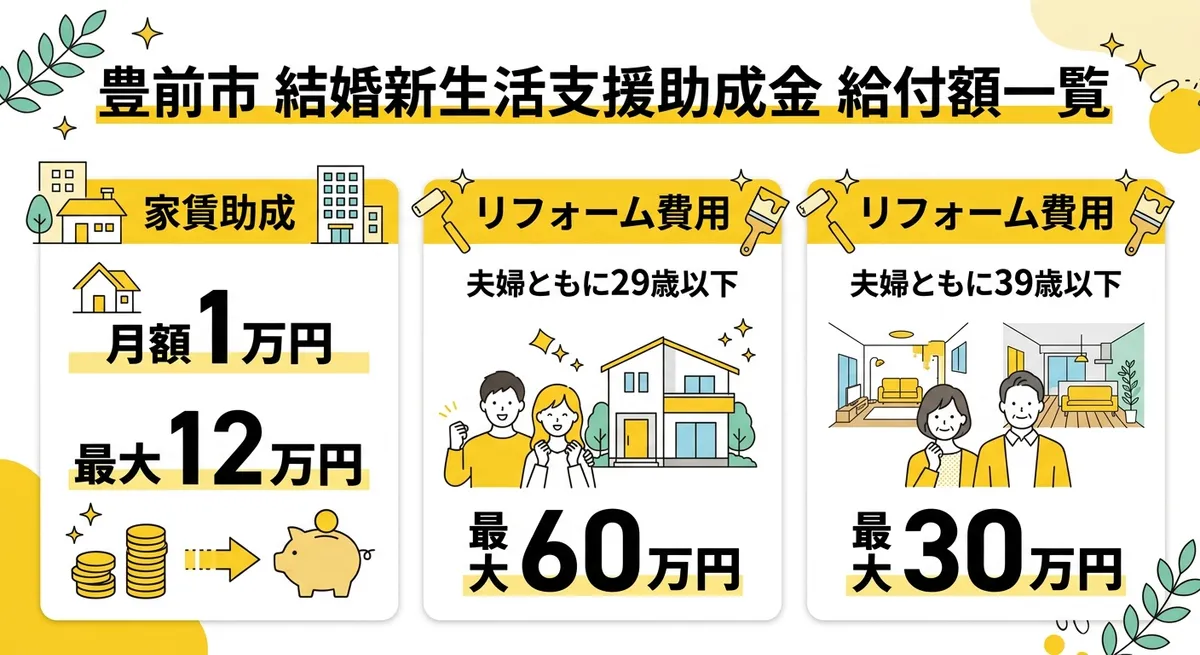 豊前市 結婚新生活支援助成金 給付額一覧