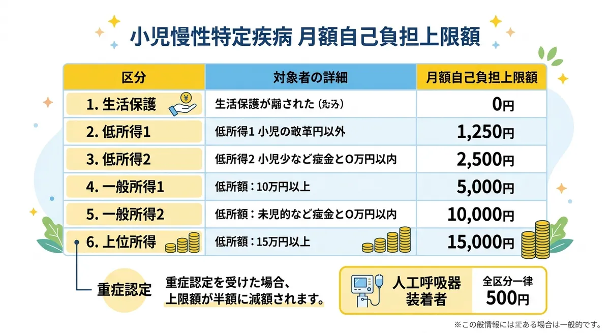 小児慢性特定疾病 月額自己負担上限額の一覧表