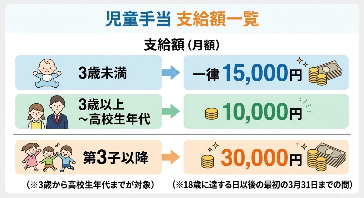 児童手当 支給月額一覧