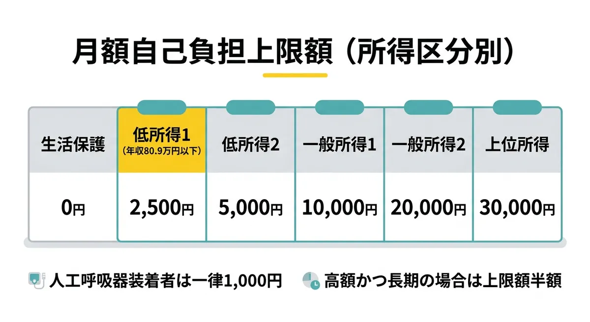 月額自己負担上限額の比較表