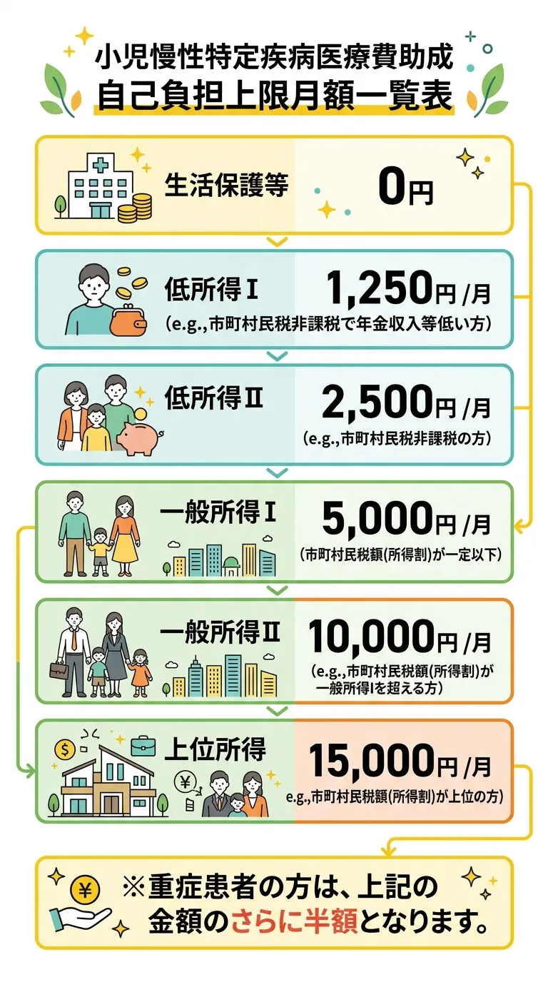 小児慢性特定疾病医療費助成 自己負担上限月額一覧