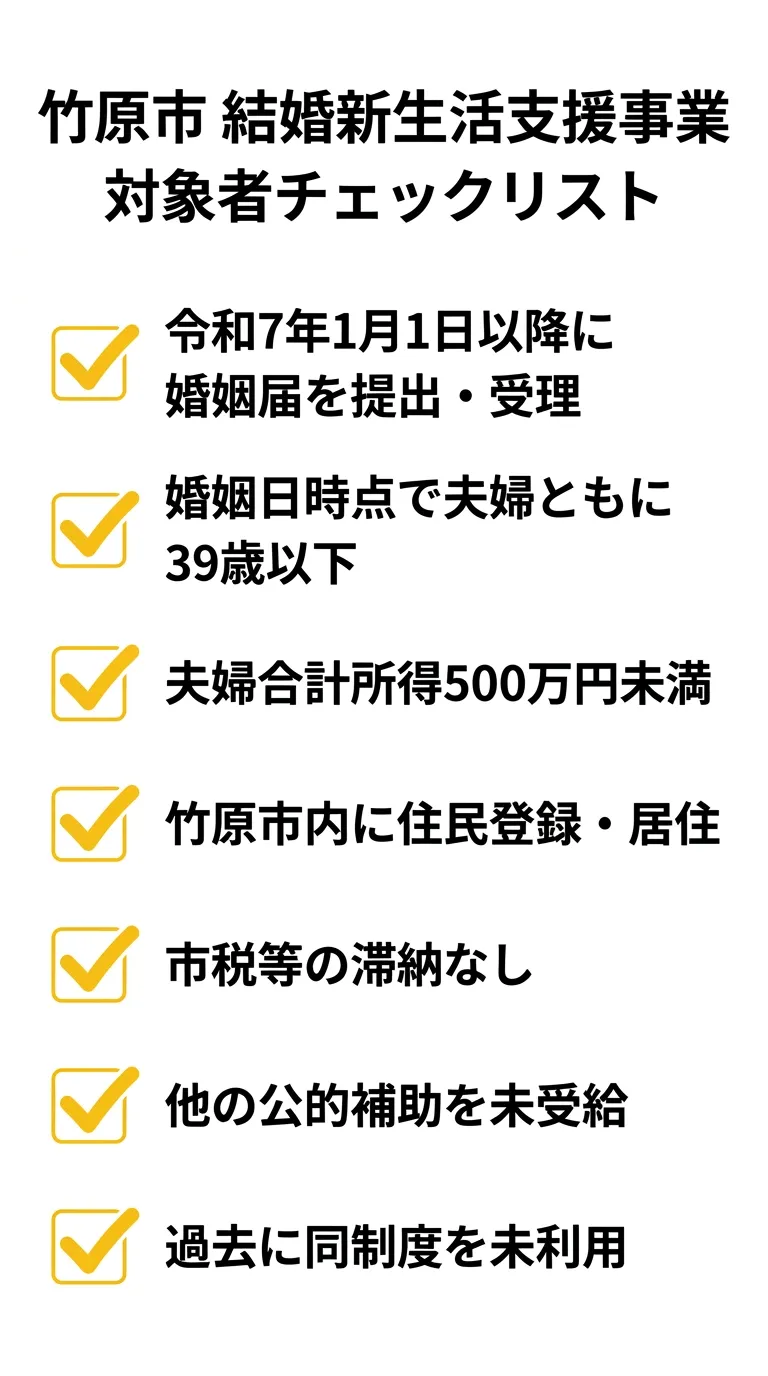 竹原市結婚新生活支援事業 対象者チェックリスト
