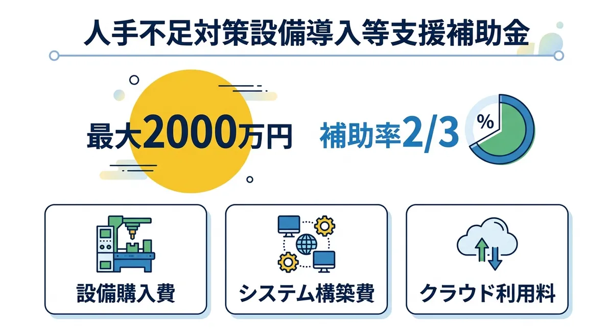 人手不足対策設備導入等支援補助金 概要インフォグラフィック