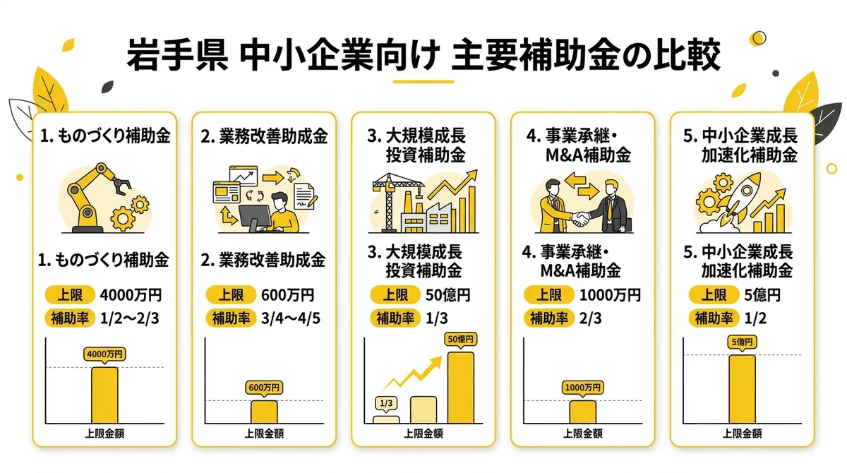 主要補助金の補助上限額比較