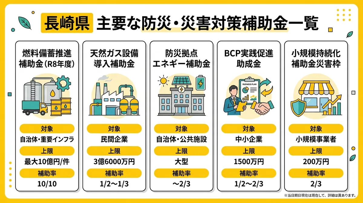長崎県 主要な防災・災害対策補助金 一覧