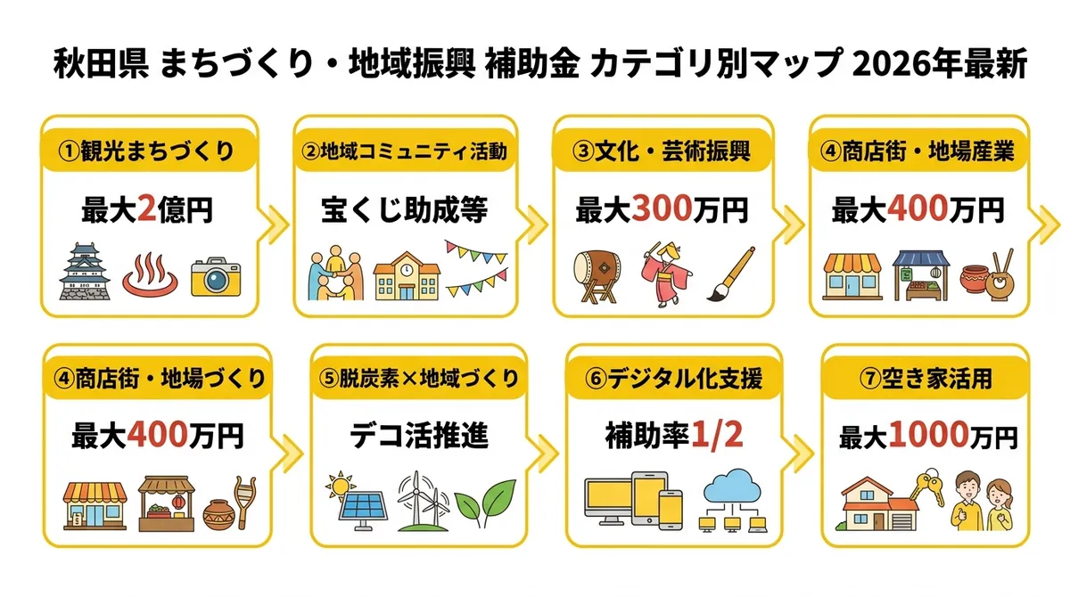 秋田県のまちづくり補助金 カテゴリ別比較図