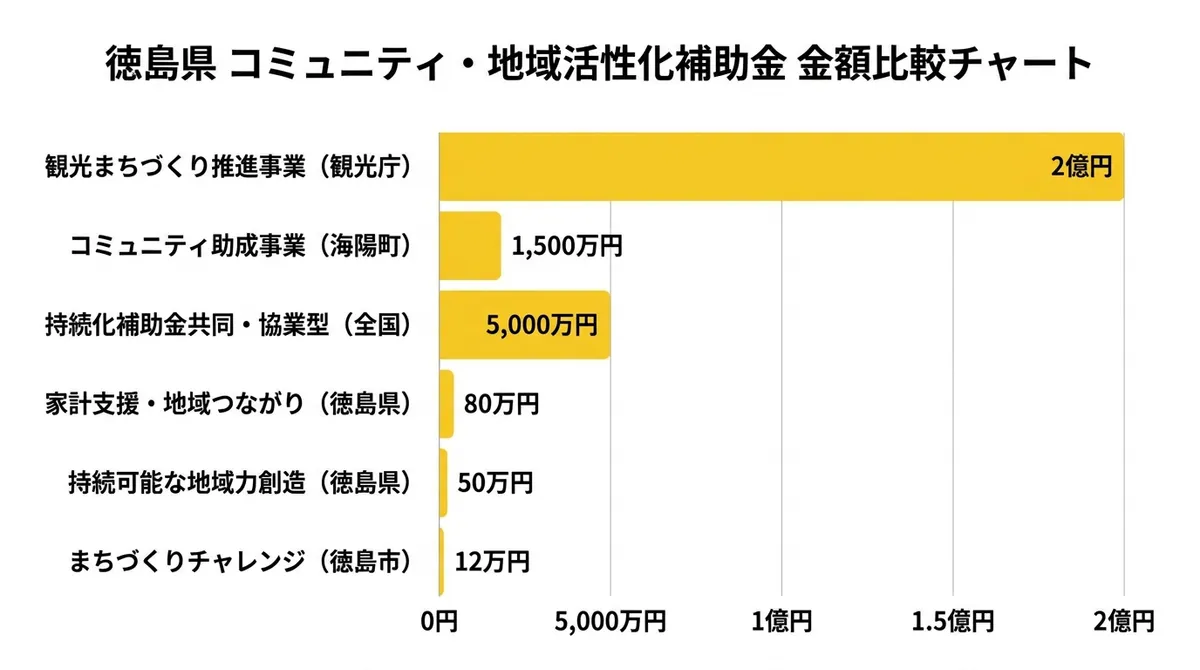 徳島県 コミュニティ・地域活性化補助金 金額比較